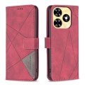 For Tecno Spark 20 Magnetic Buckle Rhombus Texture Leather Phone Case(Red)
