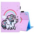For Samsung Galaxy Tab A9+ Colored Drawing Leather Tablet Case(Rainbow Unicorn)