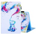 For Samsung Galaxy Tab A9+ Colored Drawing Leather Tablet Case(Colorful Elephant)