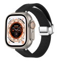 For Apple Watch Ultra 2 49mm Magnetic Folding Leather Silicone Watch Band(Napa Black)