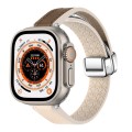 For Apple Watch Ultra 2 49mm Magnetic Folding Leather Silicone Watch Band(Apricot Brown)