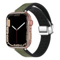 For Apple Watch Series 9 41mm Magnetic Folding Leather Silicone Watch Band(Crazy Horse Green)