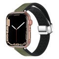 For Apple Watch Series 8 41mm Magnetic Folding Leather Silicone Watch Band(Crazy Horse Green)