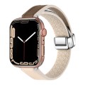 For Apple Watch Series 4 44mm Magnetic Folding Leather Silicone Watch Band(Apricot Brown)