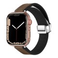 For Apple Watch Series 4 40mm Magnetic Folding Leather Silicone Watch Band(Dark Brown)