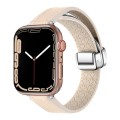 For Apple Watch Series 4 40mm Magnetic Folding Leather Silicone Watch Band(Apricot)