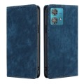 For Motorola Edge 40 Neo 5G RFID Anti-theft Brush Magnetic Leather Phone Case(Blue)