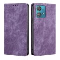 For Motorola Edge 40 Neo 5G RFID Anti-theft Brush Magnetic Leather Phone Case(Purple)