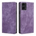 For Motorola Moto G24 4G RFID Anti-theft Brush Magnetic Leather Phone Case(Purple)