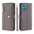 For Motorola Edge 40 Neo 5G Lite Sheep Texture Cross-body Zipper Wallet Leather Phone Case(Grey)