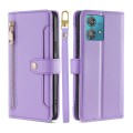 For Motorola Edge 40 Neo 5G Lite Sheep Texture Cross-body Zipper Wallet Leather Phone Case(Purple)