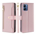 For Motorola Moto G14 4G Lite Sheep Texture Cross-body Zipper Wallet Leather Phone Case(Pink)