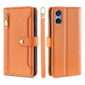 For Sony Xperia 5 V Lite Sheep Texture Cross-body Zipper Wallet Leather Phone Case(Orange)