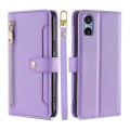 For Sony Xperia 5 V Lite Sheep Texture Cross-body Zipper Wallet Leather Phone Case(Purple)