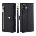 For Nothing Phone 2 Lite Sheep Texture Cross-body Zipper Wallet Leather Phone Case(Black)