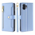 For Nothing Phone 2 Lite Sheep Texture Cross-body Zipper Wallet Leather Phone Case(Blue)