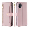 For Nothing Phone 2 Lite Sheep Texture Cross-body Zipper Wallet Leather Phone Case(Pink)