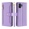 For Nothing Phone 2 Lite Sheep Texture Cross-body Zipper Wallet Leather Phone Case(Purple)