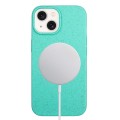 For iPhone 15 Plus Wheat MagSafe Magnetic Straw Material + TPU Phone Case(Green)