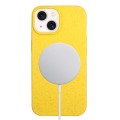 For iPhone 15 Plus Wheat MagSafe Magnetic Straw Material + TPU Phone Case(Yellow)