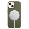 For iPhone 15 Plus Wheat MagSafe Magnetic Straw Material + TPU Phone Case(Army Green)