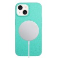 For iPhone 14 Plus Wheat MagSafe Magnetic Straw Material + TPU Phone Case(Green)