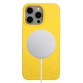 For iPhone 14 Pro Max Wheat MagSafe Magnetic Straw Material + TPU Phone Case(Yellow)