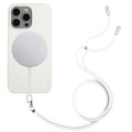 For iPhone 15 Pro Wheat MagSafe Magnetic Straw Material + TPU Phone Case with Lanyard(White)