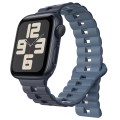 For Apple Watch SE 2023 44mm Reverse Buckle Two Color Magnetic Silicone Watch Band(Dark Blue+Light B