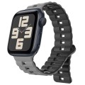 For Apple Watch SE 2023 44mm Reverse Buckle Two Color Magnetic Silicone Watch Band(Grey+Black)