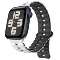 For Apple Watch SE 2023 44mm Reverse Buckle Two Color Magnetic Silicone Watch Band(White+Black)