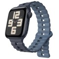 For Apple Watch SE 2023 40mm Reverse Buckle Two Color Magnetic Silicone Watch Band(Dark Blue+Light B