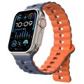 For Apple Watch Ultra 2 49mm Reverse Buckle Two Color Magnetic Silicone Watch Band(Midnight Blue+Ora