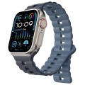 For Apple Watch Ultra 2 49mm Reverse Buckle Two Color Magnetic Silicone Watch Band(Dark Blue+Light