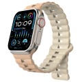 For Apple Watch Ultra 2 49mm Reverse Buckle Two Color Magnetic Silicone Watch Band(Milk White+Old Wh