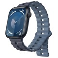 For Apple Watch Series 9 45mm Reverse Buckle Two Color Magnetic Silicone Watch Band(Dark Blue+Light