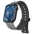 For Apple Watch Series 9 41mm Reverse Buckle Two Color Magnetic Silicone Watch Band(Grey+Black)