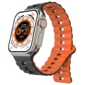 For Apple Watch Ultra 49mm Reverse Buckle Two Color Magnetic Silicone Watch Band(Black+Orange)