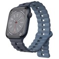 For Apple Watch Series 8 41mm Reverse Buckle Two Color Magnetic Silicone Watch Band(Dark Blue+Light