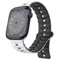 For Apple Watch Series 8 41mm Reverse Buckle Two Color Magnetic Silicone Watch Band(White+Black)