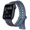 For Apple Watch SE 2022 40mm Reverse Buckle Two Color Magnetic Silicone Watch Band(Dark Blue+Light B