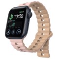 For Apple Watch SE 2022 40mm Reverse Buckle Two Color Magnetic Silicone Watch Band(Pink+Grey)