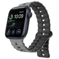 For Apple Watch SE 2022 40mm Reverse Buckle Two Color Magnetic Silicone Watch Band(Grey+Black)