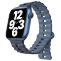 For Apple Watch Series 7 41mm Reverse Buckle Two Color Magnetic Silicone Watch Band(Dark Blue+Light