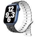 For Apple Watch Series 7 41mm Reverse Buckle Two Color Magnetic Silicone Watch Band(Black+White)