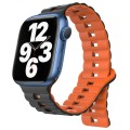 For Apple Watch Series 7 41mm Reverse Buckle Two Color Magnetic Silicone Watch Band(Black+Orange)