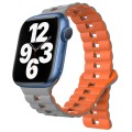 For Apple Watch Series 7 45mm Reverse Buckle Two Color Magnetic Silicone Watch Band(Grey+Orange)