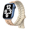 For Apple Watch Series 7 45mm Reverse Buckle Two Color Magnetic Silicone Watch Band(Milk White+Old W