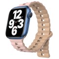 For Apple Watch Series 7 45mm Reverse Buckle Two Color Magnetic Silicone Watch Band(Pink+Grey)