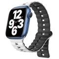 For Apple Watch Series 7 45mm Reverse Buckle Two Color Magnetic Silicone Watch Band(White+Black)